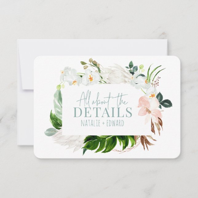 Carte d'enceinte à fleurs tropicales rose, turquoi (Devant)