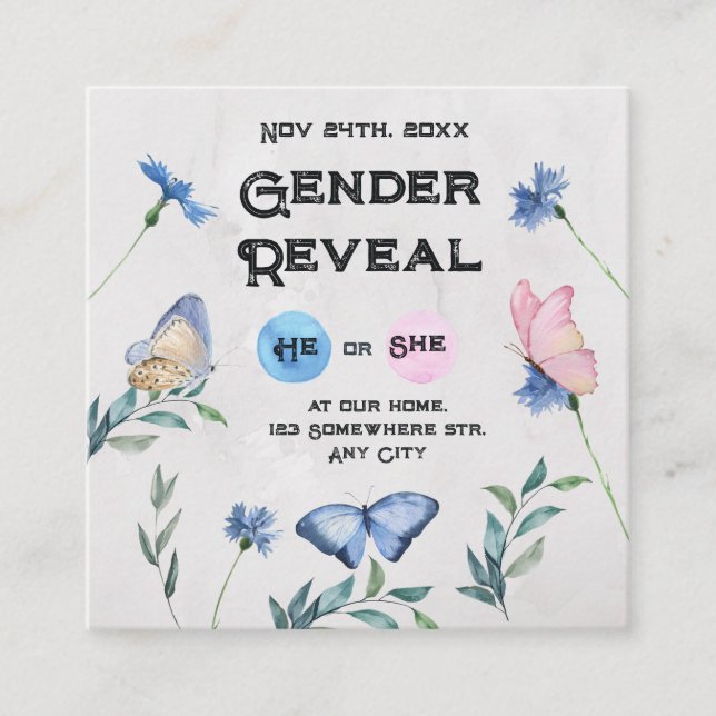 Carte d'enceinte à papillon floral Aquarelle (Devant)