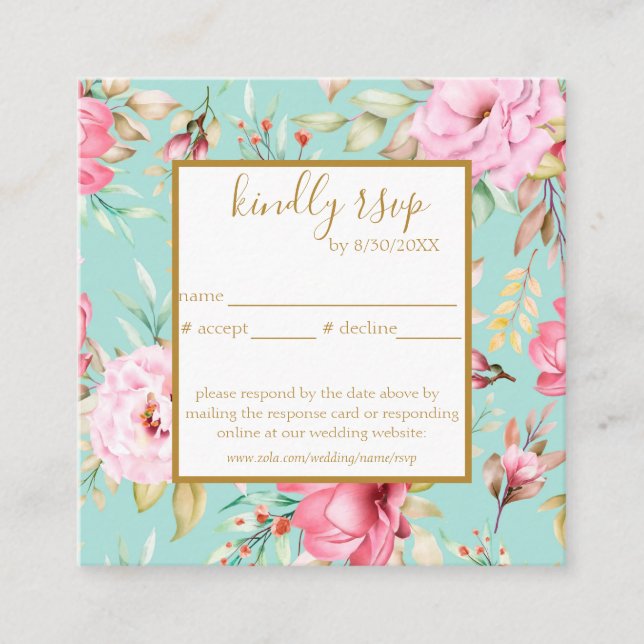 Carte d'enceinte rsvp de mariage floral vintage (Devant)