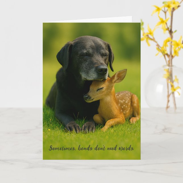 Carte d'encouragement avec un adorable chien labra (Fleur jaune)