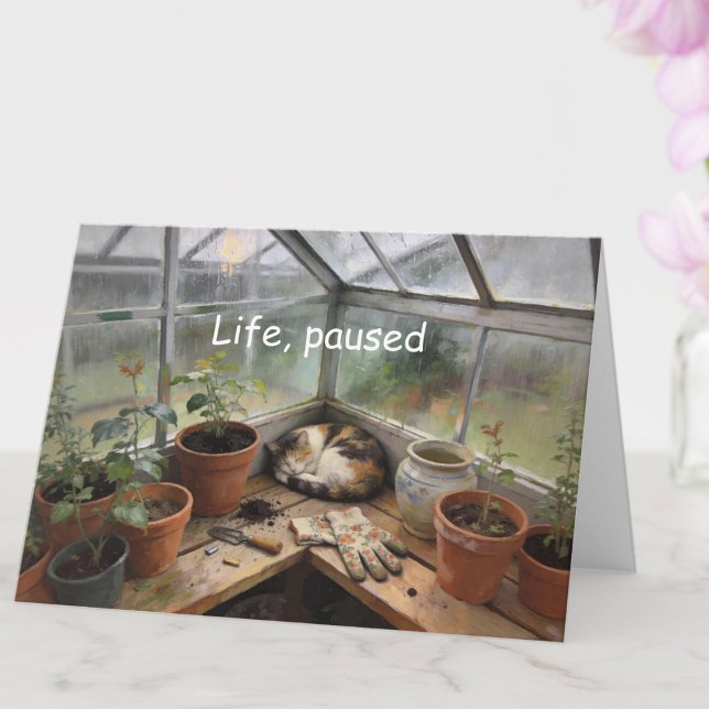 Carte d'encouragement Charming Catnap dans la serr (Catnap Encouragement All-Occasion Custom Card)