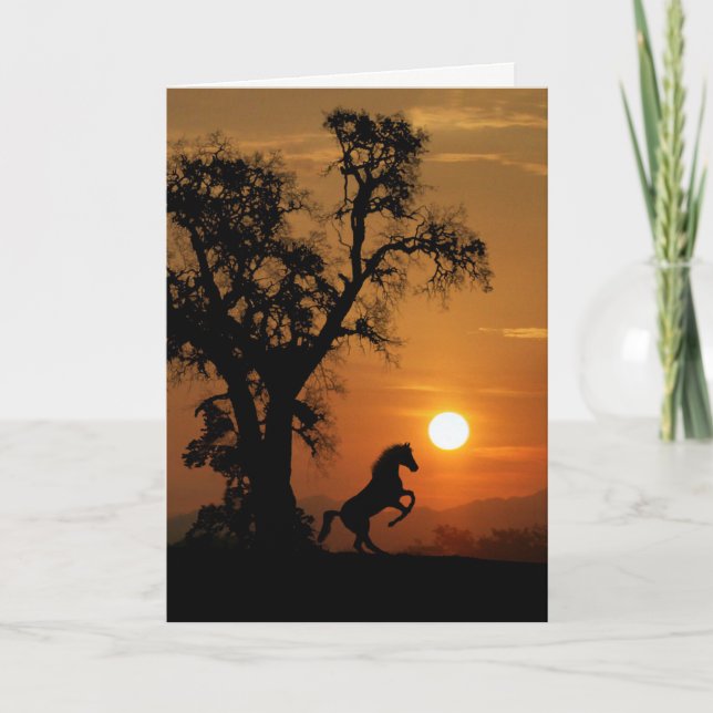 Carte d'encouragement Cheval et Chêne (Devant)
