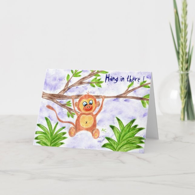 Carte d'encouragement pour singe de la jungle (Devant)