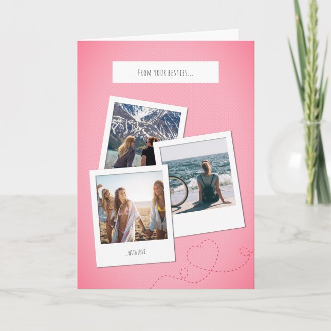 Carte d'encouragement rose style Polaroid (Devant)