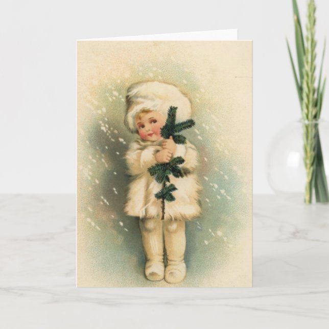 Carte d'enfant dans une tempête de neige (Devant)