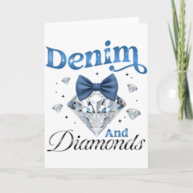 Carte Denim Et Diamants Arc Dames Filles Femmes  (Devant)