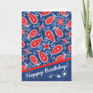 Carte Denim Paisley Cute Floral Red White and Blue Jeans