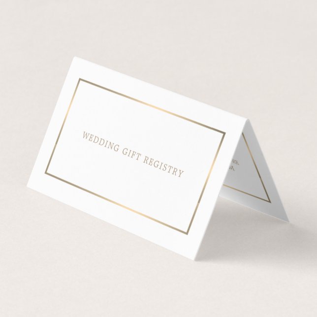 Carte d'enregistrement cadeau moderne White & Gold (Devant)