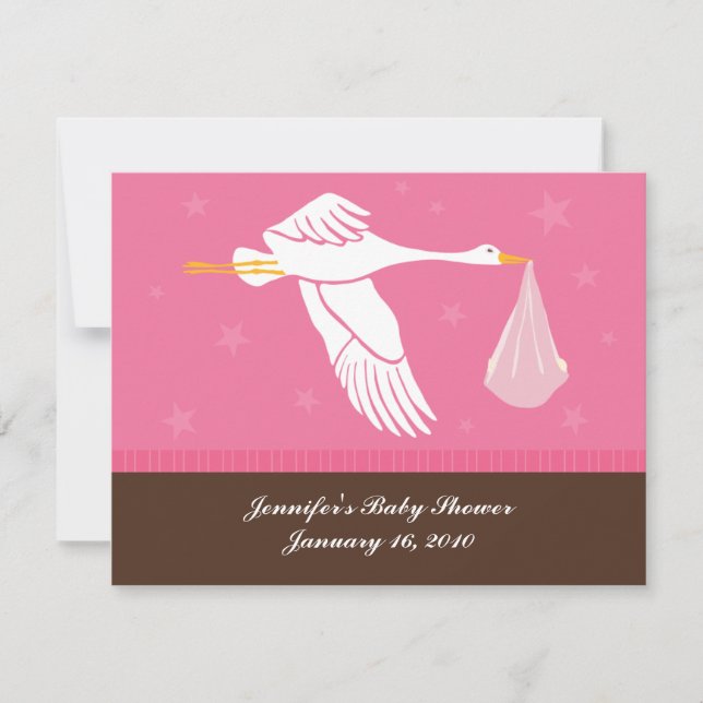 Carte d'enregistrement de cigogne de baby shower - (Devant)