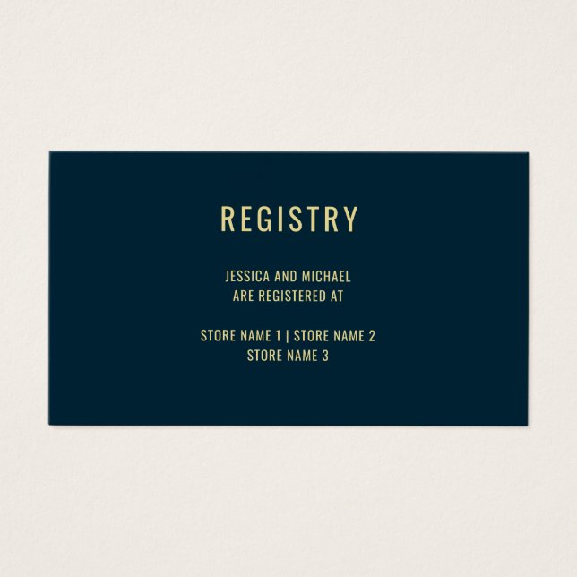 Carte d'enregistrement de Mariage moderne Deep Blu (Devant)