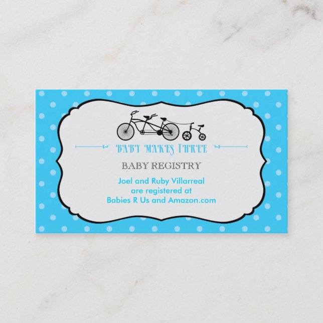 Carte d'enregistrement du Baby shower de bicyclett (Devant)