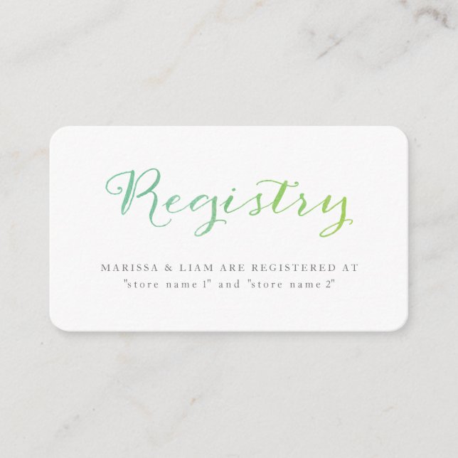 Carte d'enregistrement Pure Loss Watercolor / Émer (Devant)