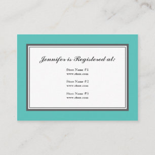 Carte d'enregistrement Tuxedo en turquoise et gris