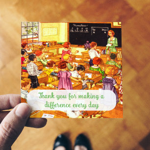 Carte d'enseignant de Merci de classe Vintage des