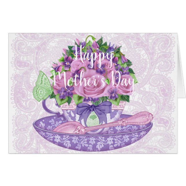 Carte d'enseignement rose et violette (Devant horizontal)