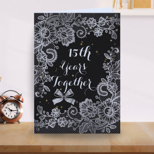 Carte Dentelle florale 15e anniversaire Mariage