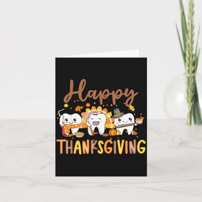 Carte Dentiste de Thanksgiving aux dents drôles Dinde Éq (Devant)
