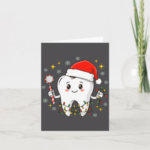 Carte Dentiste Noël Dents Lumières de Noël Drôle Dentair