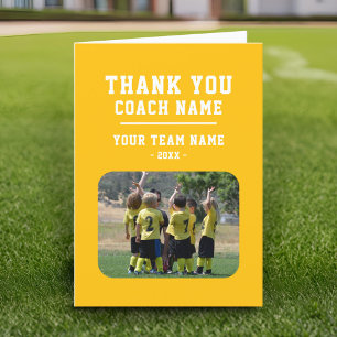 Carte d'entraîneur Merci avec nom d'équipe Photo