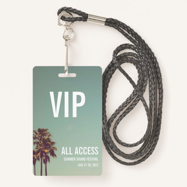 Carte d'entrée VIP All Access Festival Pass Badge  (Devant avec lanière)