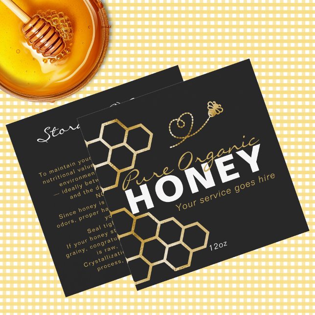 Carte d'entretien de produit de rayon de miel d'ab (Black Honey Bees Honeycomb Product Care Insert)