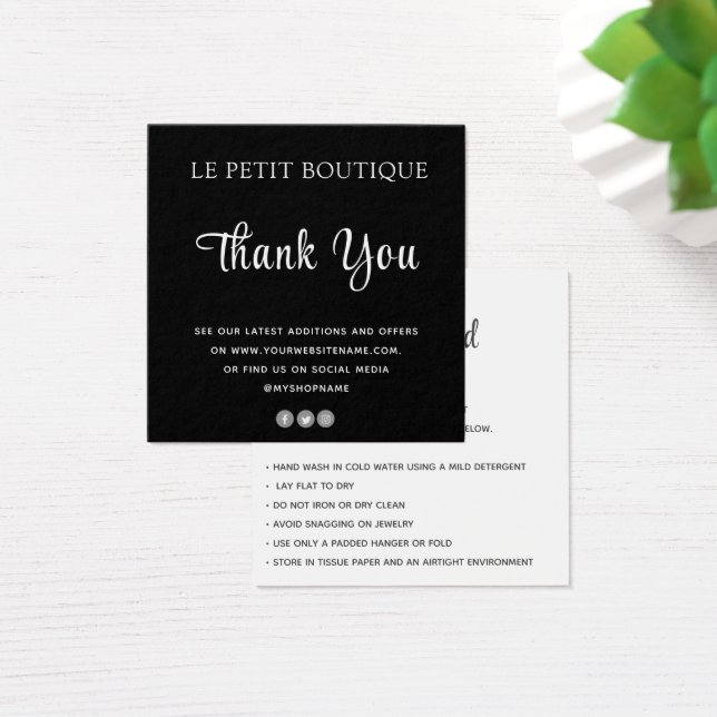 Carte d'entretien moderne Merci noir blanc (Bureau)