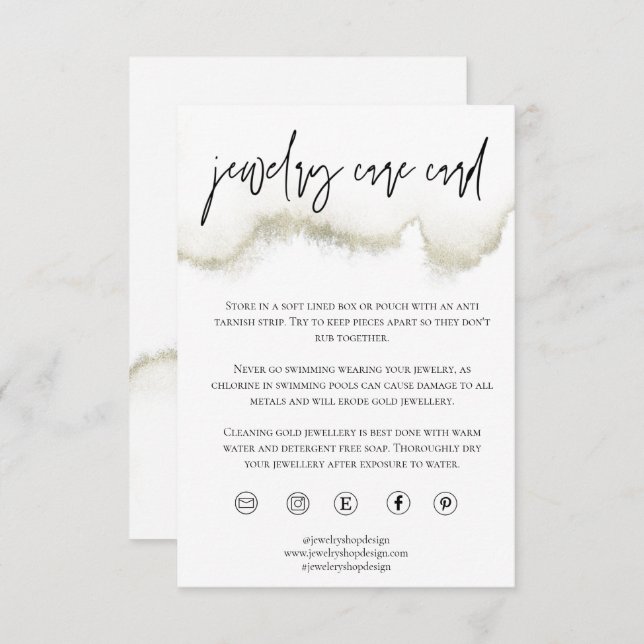 Carte d'entretien pour bijoux en or Ajouter Petite (Devant / Derrière)