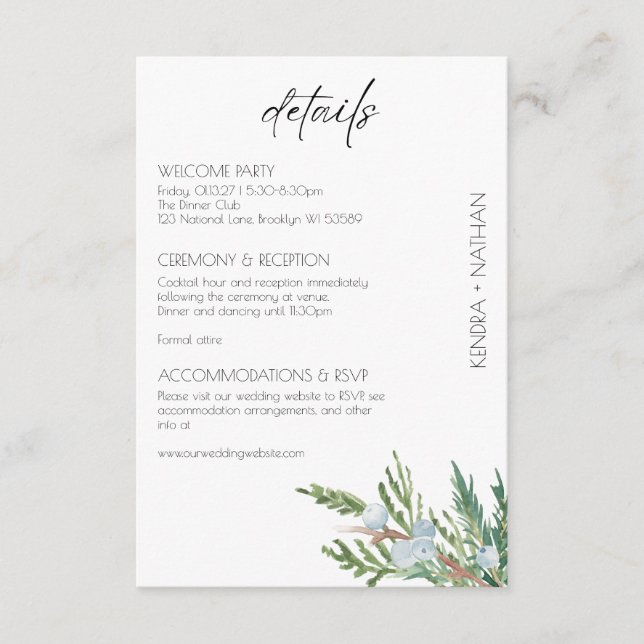 Carte d'enveloppe de baies congelées pour mariage  (Devant)