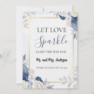 Carte d'envoi Blue Gold Floral mariage Sparkler