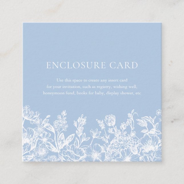 Carte d'Envoi Florale Bleue Poussiéreuse Élégante  (Devant)