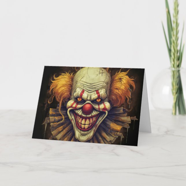 Carte Déplaisant Clown de Funhouse Happy Halloween (Devant)