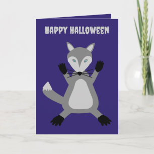 Carte Déplaisant mignon Wolf Halloween personnalisé