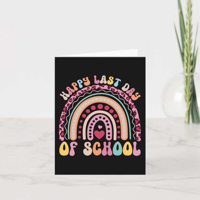 Carte Dernier Jour D'école Enseignant Élève Léopard Arc- (Devant)