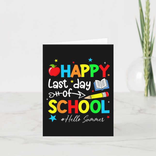 Carte Dernier Jour D'école Professeur Enfants Remise Des (Devant)