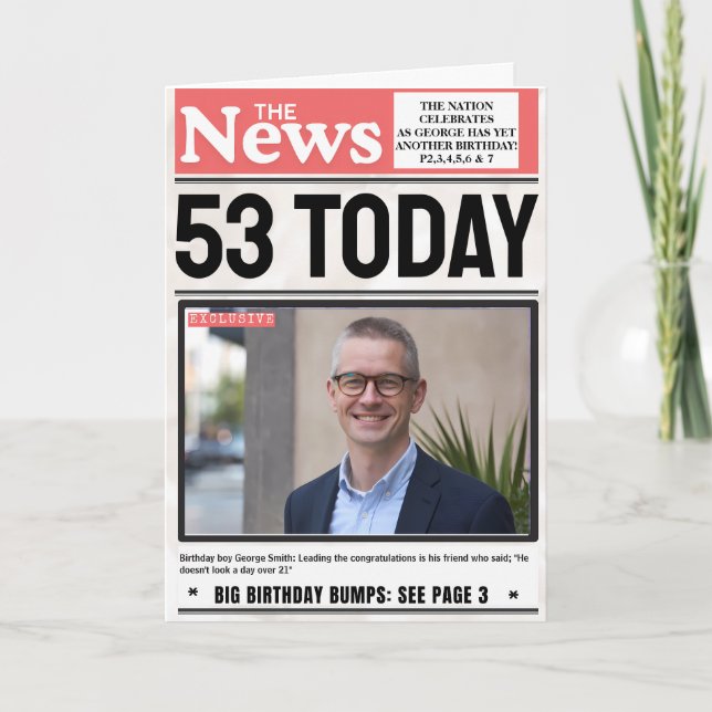 Carte Dernières nouvelles Nom personnalisé Photo Anniver (Devant)