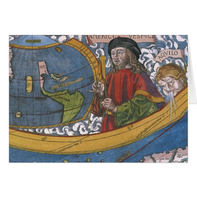 Carte des Amériques avec l'explorateur Amerigo Ves (Devant horizontal)