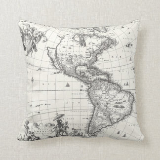 Carte des Amériques Coussin 1669