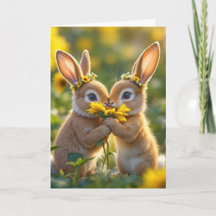 Carte Des amis lapins d'anniversaire sentent un tourneso