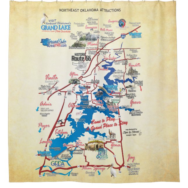 carte des attractions de neok rideau de douche (Devant)