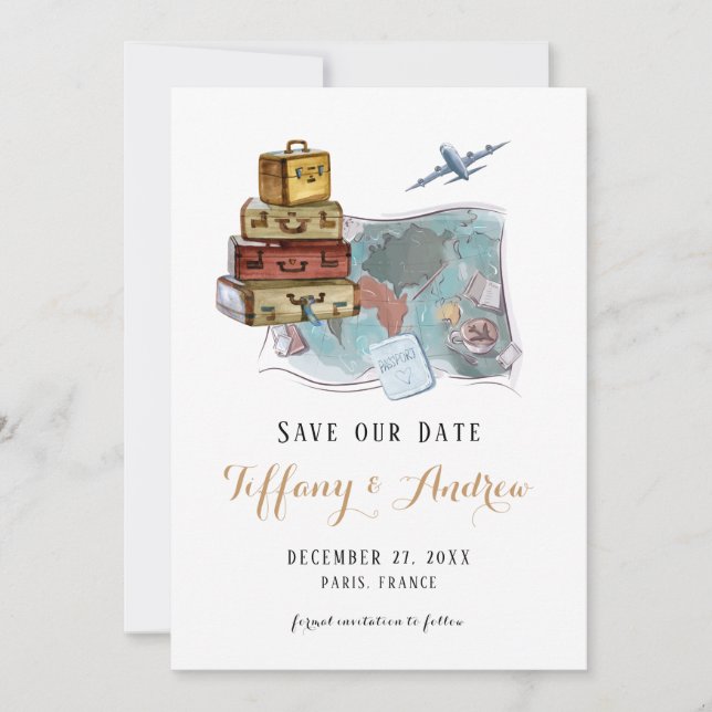 Carte des bagages Destination Mariage Enregistrer  (Devant)