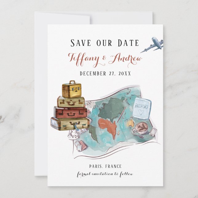 Carte des bagages Destination Mariage Enregistrer  (Devant)