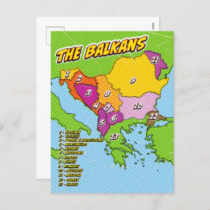 Carte des Balkans illustrée par Pop Art
