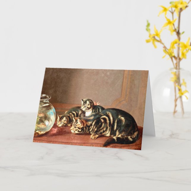 Carte Des Chats Regardent Des Poissons Dans Un Pêcheur (Fleur jaune)