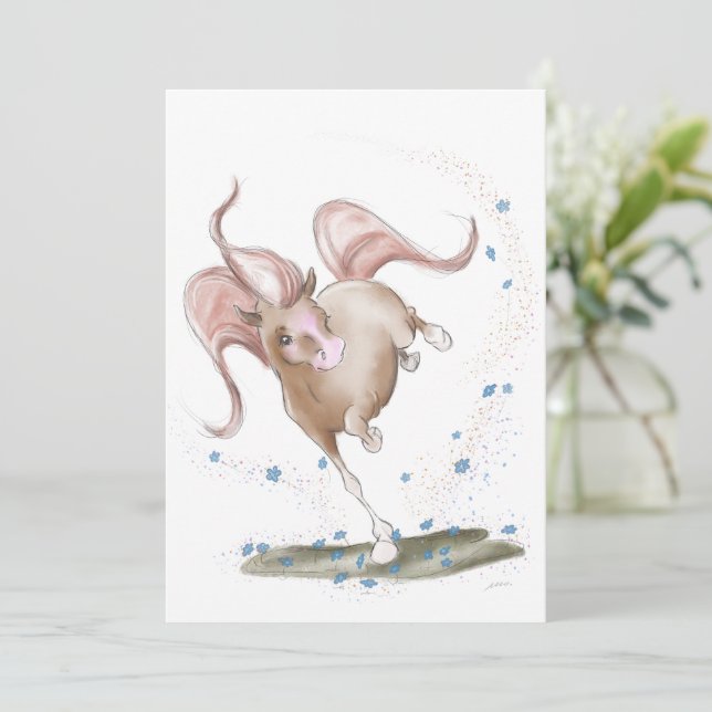 Carte des chevaux, illustration avec fleurs (Debout devant)