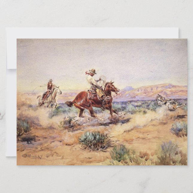 Carte Des cowboys attrapent un loup avec une corde Lasso (Devant)
