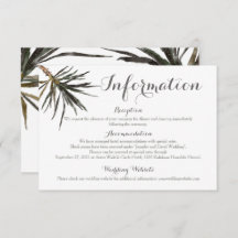 Carte des détails du boîtier Mariage Tropical Palm