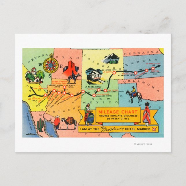 Carte des emplacements des hôtels Fred HarveyCA à  (Devant)