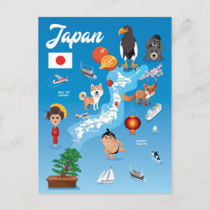 Carte des enfants caricatures du Japon