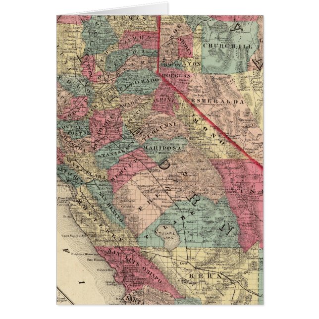 Carte des États de Californie et du Nevada (Devant)