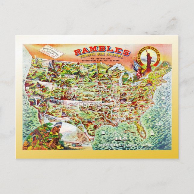 Carte des États-Unis c1890 (Devant)